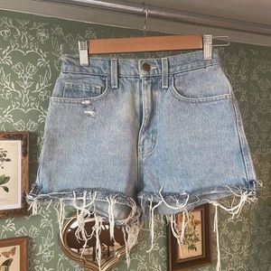 American Apparel high waisted distressed denim shorts